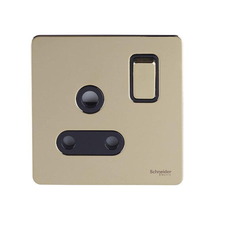 Schneider Electric GU3490-BPB Ultimate Screwless 1-Gang 15A Round Pin Flat Plate Switched Socket, Polished Brass with Black
Schneider Electric GU3490-BPB Ultimate Screwless 1-Gang 15A Round Pin Flat Plate Switched Socket, Polished Brass with Black