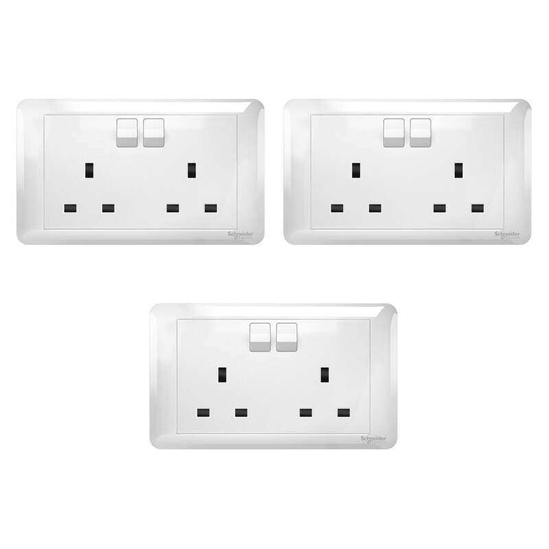 Schneider Electric Affle Plus 13A Twin Gang Switched Socket White , A3GT25_WE_G11 , Pack of 3
Schneider Electric Affle Plus 13A Twin Gang Switched Socket White , A3GT25_WE_G11 , Pack of 3
