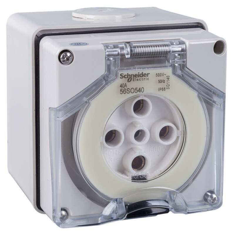 Schneider Electric WPS Socket,Outlet, 40A, 500V, 3,Phase, 5,Pole, Round Pin, IP66 , S56SO540GY
Schneider Electric WPS Socket,Outlet, 40A, 500V, 3,Phase, 5,Pole, Round Pin, IP66 , S56SO540GY