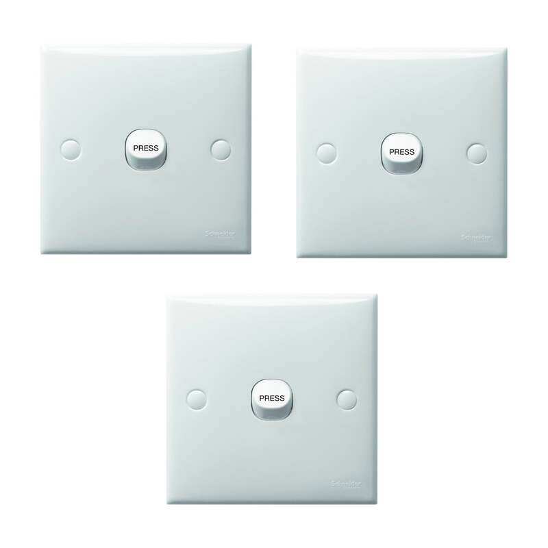 Schneider Electric S,Classic Bell Press Switch 1 Gang, White, Blister Pack , E31_1RBPRBA_WE_G11 , Pack of 3
Schneider Electric S,Classic Bell Press Switch 1 Gang, White, Blister Pack , E31_1RBPRBA_WE_G11 , Pack of 3