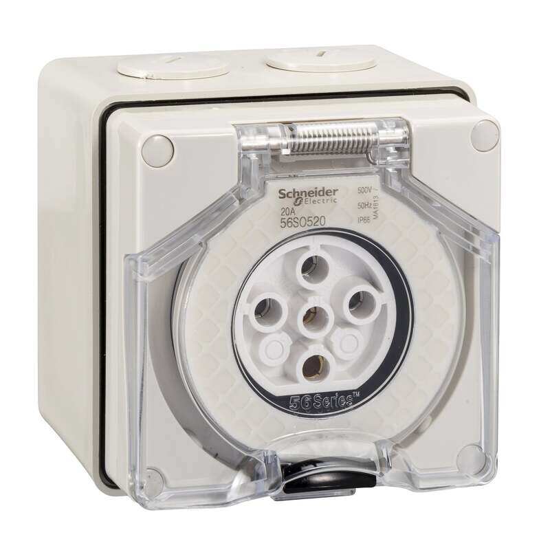 Schneider Electric WPS Socket,Outlet, 20A, 500V, 3,Phase, 5,Pole, Round Pin, IP66 , S56SO520GY
Schneider Electric WPS Socket,Outlet, 20A, 500V, 3,Phase, 5,Pole, Round Pin, IP66 , S56SO520GY