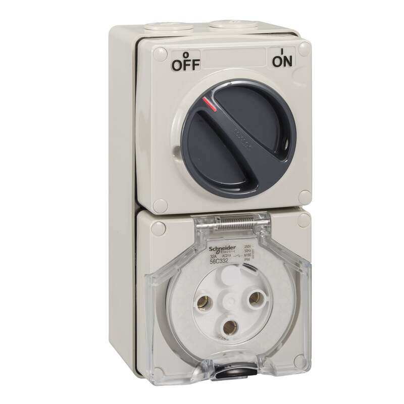 Schneider Electric WPS Switch Socket, 32A, 250V, 3,Phase, 3,Pole, Round Pin, IP66 , S56C332GY
Schneider Electric WPS Switch Socket, 32A, 250V, 3,Phase, 3,Pole, Round Pin, IP66 , S56C332GY