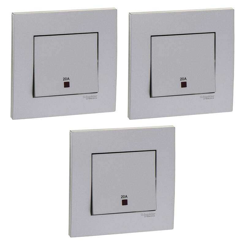 Schneider Electric Vivace, 1 Gang, Double Pole Switch, 20 A, Aluminium Silver, Double Pole, KB31D20NER_AS_G12 , KB31D20NER_AS_G12 , Pack of 3
Schneider Electric Vivace, 1 Gang, Double Pole Switch, 20 A, Aluminium Silver, Double Pole, KB31D20NER_AS_G12 , KB31D20NER_AS_G12 , Pack of 3