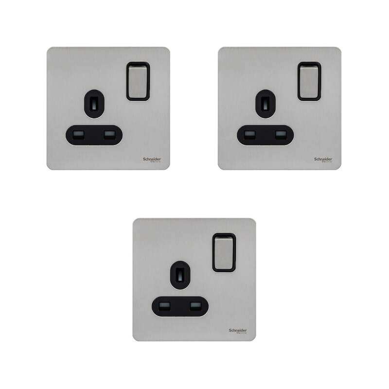 Schneider Electric Ultimate Screwless Flat Plate Switched Socket, 13A, 2P+E, Black & Stainless Steel , GU3410DBSS , Pack of 3
Schneider Electric Ultimate Screwless Flat Plate Switched Socket, 13A, 2P+E, Black & Stainless Steel , GU3410DBSS , Pack of 3