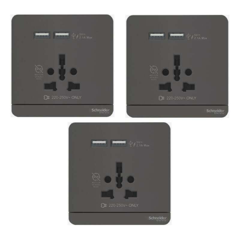 Schneider Electric AvatarOn 10A 250V 1 Gang Switched Socket with USB Charger, Dark Grey , E8315TSU_DG , Pack of 3
Schneider Electric AvatarOn 10A 250V 1 Gang Switched Socket with USB Charger, Dark Grey , E8315TSU_DG , Pack of 3