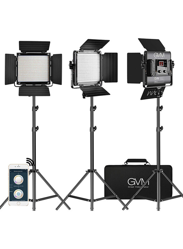 GVM Dimmable Bi-Color Video Lighting Kit, 3 Packs LED Panel Light, 2300K-6800K, CRI97+ TLCI97, Black
GVM Dimmable Bi-Color Video Lighting Kit, 3 Packs LED Panel Light, 2300K-6800K, CRI97+ TLCI97, Black