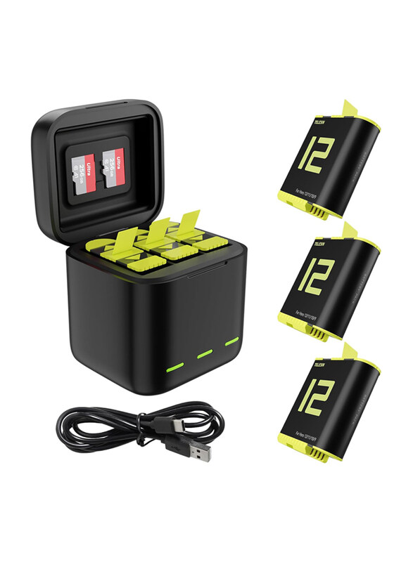 Telesin Batteries & 3-Channel USB Battery Quick Charger for GoPro Hero 10, Hero 9, 3 Pack, Black
Telesin Batteries & 3-Channel USB Battery Quick Charger for GoPro Hero 10, Hero 9, 3 Pack, Black