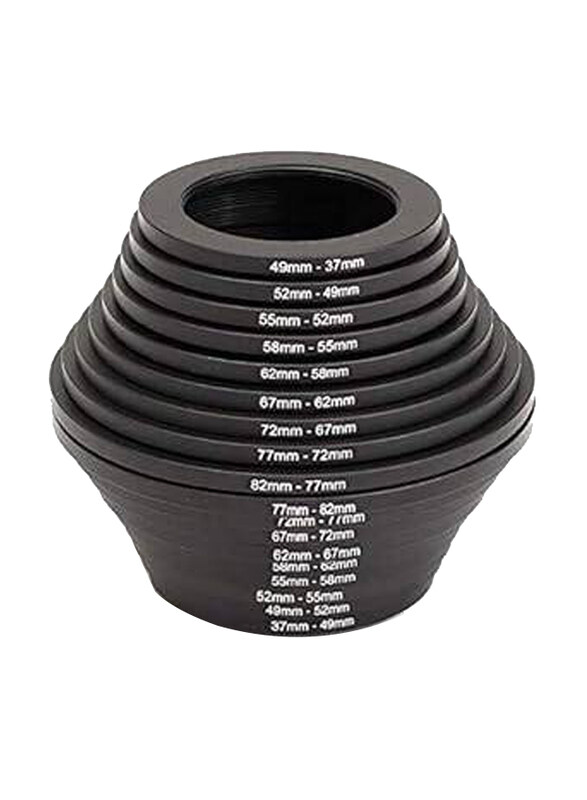 Generic Promage Camera lens Step Up Down Ring Filter Adapter Set, 18 Piece, Black
Generic Promage Camera lens Step Up Down Ring Filter Adapter Set, 18 Piece, Black