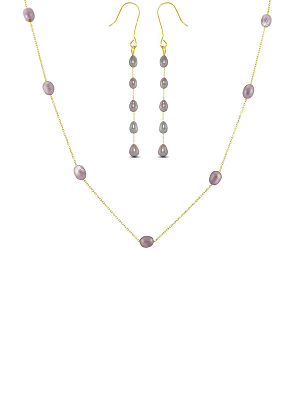 Vera Perla 2-Piece 10K Gold Jewellery Set for Women, with Pearls Stone, Necklace and Earrings, Gold/Purple
Vera Perla 2-Piece 10K Gold Jewellery Set for Women, with Pearls Stone, Necklace and Earrings, Gold/Purple