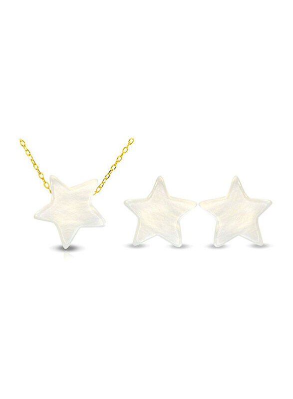 Vera Perla 2-Pieces 18K Gold Jewellery Set for Women, with Necklace and Earrings, with Star Shape Mother of Pearl Stone, White/Gold
Vera Perla 2-Pieces 18K Gold Jewellery Set for Women, with Necklace and Earrings, with Star Shape Mother of Pearl Stone, White/Gold