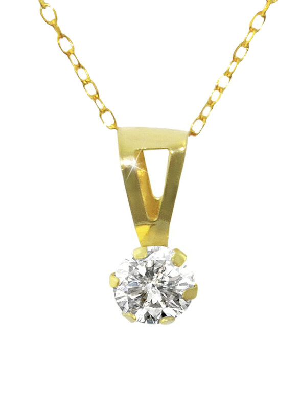 Vera Perla 18K Gold Solitaire Pendant Necklace for Women, with Cubic Zircon Stone, Gold/Clear
Vera Perla 18K Gold Solitaire Pendant Necklace for Women, with Cubic Zircon Stone, Gold/Clear