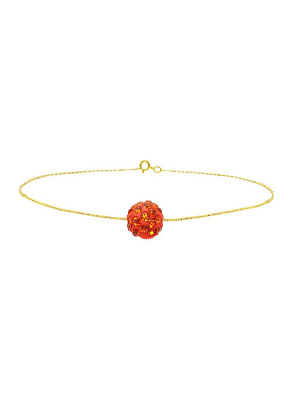 Vera Perla 18K Solid Yellow Gold Simple Chain Bracelet for Women, with 10mm Crystal Ball, Gold/Orange
Vera Perla 18K Solid Yellow Gold Simple Chain Bracelet for Women, with 10mm Crystal Ball, Gold/Orange