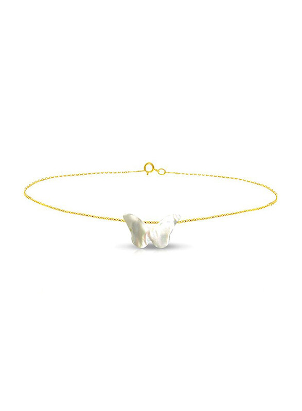 Vera Perla 18K Gold Chain Bracelet for Women, with Small Butterfly Shape Mother of Pearl Stone, Gold/White
Vera Perla 18K Gold Chain Bracelet for Women, with Small Butterfly Shape Mother of Pearl Stone, Gold/White