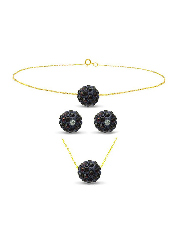 Vera Perla 3-Pieces 18K Solid Yellow Gold Simple Pendant Necklace, Bracelet and Earrings Set for Women, with 10mm Crystal Ball, Dark Purple/Gold
Vera Perla 3-Pieces 18K Solid Yellow Gold Simple Pendant Necklace, Bracelet and Earrings Set for Women, with 10mm Crystal Ball, Dark Purple/Gold