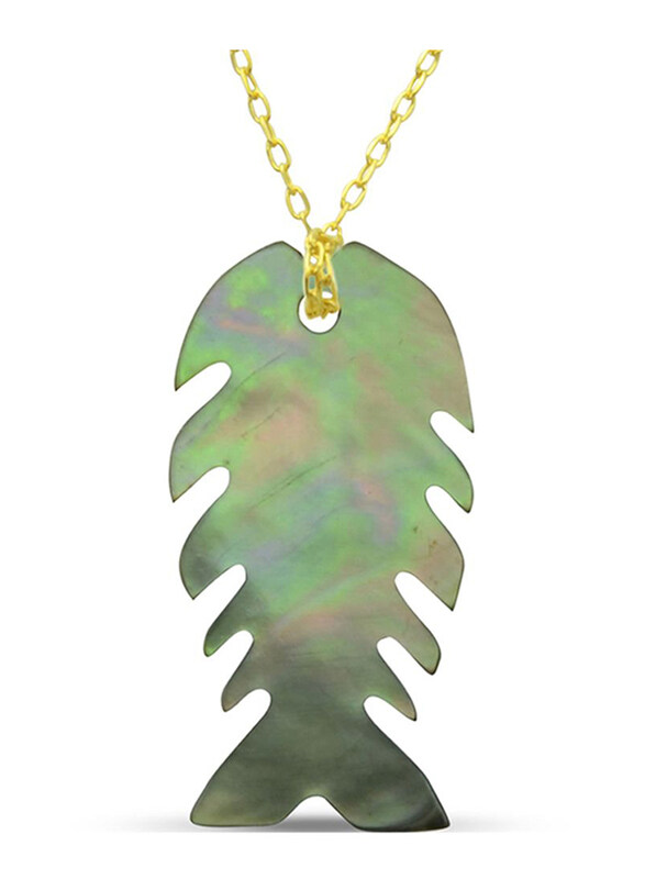 Vera Perla 18K Gold Fishbone Shape Necklace for Women, with Mother of Pearl Stone, Green
Vera Perla 18K Gold Fishbone Shape Necklace for Women, with Mother of Pearl Stone, Green