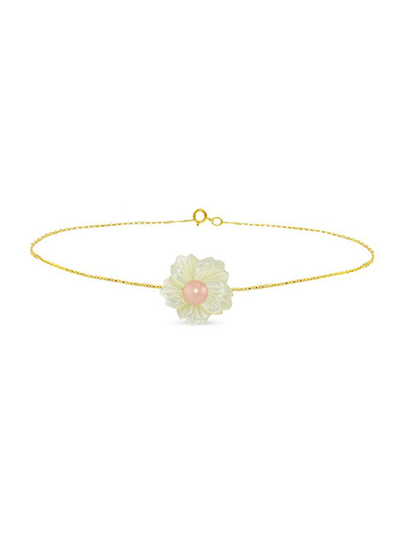 Vera Perla 18K Solid Yellow Gold Chain Bracelet for Women, with 19mm Flower Shape Mother of Pearl and 6-7mm Pearl Stone, Gold/White/Peach
Vera Perla 18K Solid Yellow Gold Chain Bracelet for Women, with 19mm Flower Shape Mother of Pearl and 6-7mm Pearl Stone, Gold/White/Peach