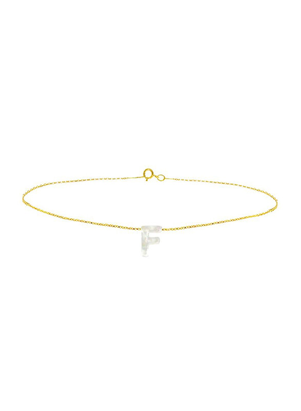 Vera Perla 18K Gold Charm Bracelet for Women, with F Letter Mother of Pearl Stone, Gold/White
Vera Perla 18K Gold Charm Bracelet for Women, with F Letter Mother of Pearl Stone, Gold/White
