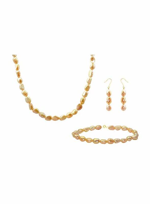 Vera Perla 3-Pieces 10K Gold Strand Jewellery Set for Women, with 37cm Necklace, Bracelet and Earrings, with Pearl Stones, Rose Gold
Vera Perla 3-Pieces 10K Gold Strand Jewellery Set for Women, with 37cm Necklace, Bracelet and Earrings, with Pearl Stones, Rose Gold