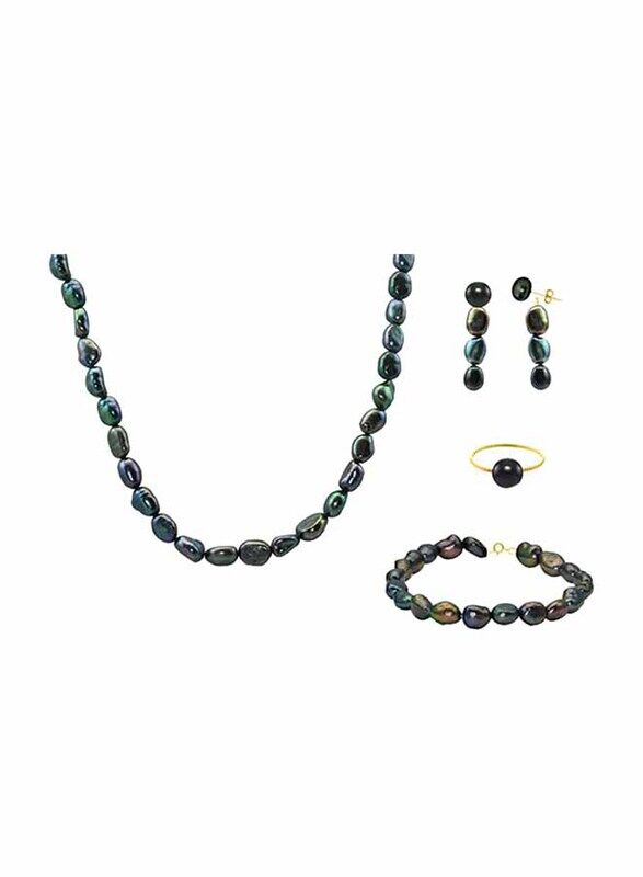 Vera Perla 4-Pieces 10K Gold Jewellery Set for Women, with Necklace, Bracelet, Ring and Earrings, with Pearl Stones, Jade
Vera Perla 4-Pieces 10K Gold Jewellery Set for Women, with Necklace, Bracelet, Ring and Earrings, with Pearl Stones, Jade
