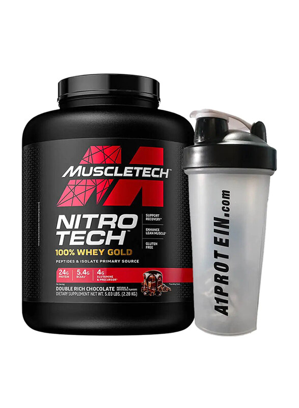 Muscletech Nitro Tech Whey Gold Protein Powder with Shaker, 2.28Kg, Double Rich Chocolate
Muscletech Nitro Tech Whey Gold Protein Powder with Shaker, 2.28Kg, Double Rich Chocolate