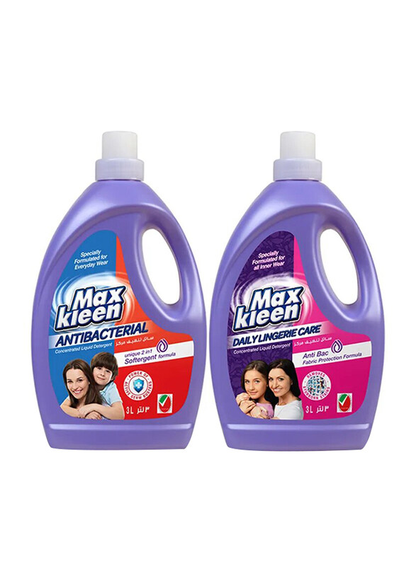Maxkleen Daily Lingerie Care Liquid Detergent, 3 Liter + Antibacterial Concentrated Liquid Detergent, 3 Liter
Maxkleen Daily Lingerie Care Liquid Detergent, 3 Liter + Antibacterial Concentrated Liquid Detergent, 3 Liter