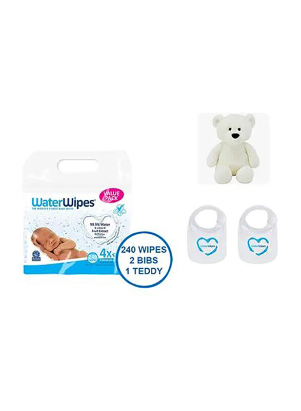 Water Wipes Waterwipes 240 Pieces Value Wipes Pack with 2 Bibs & Teddy Bear for Baby, Newborn, White
Water Wipes Waterwipes 240 Pieces Value Wipes Pack with 2 Bibs & Teddy Bear for Baby, Newborn, White