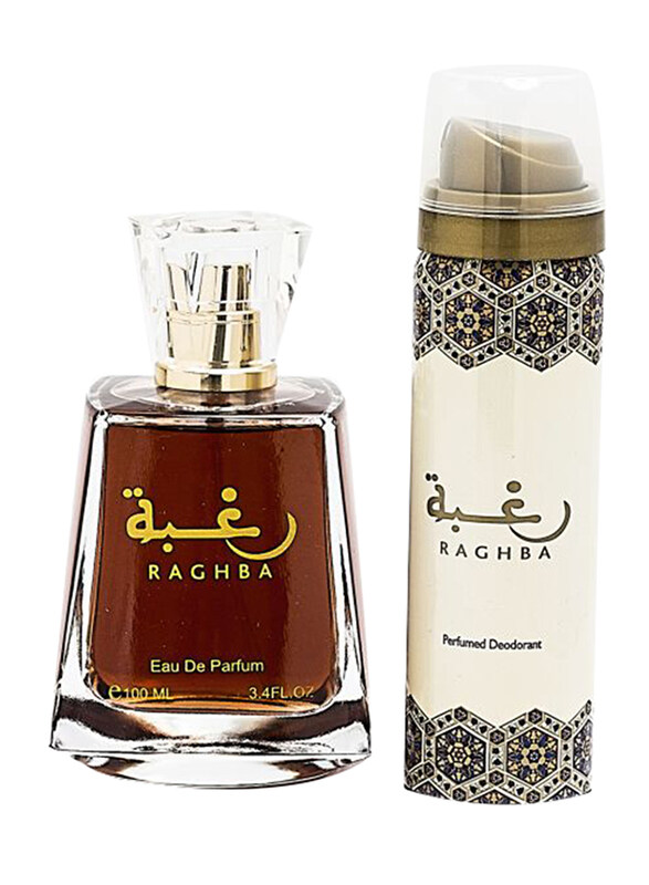 Lattafa 2-Piece Raghba Perfume Gift Set Unisex, 100ml EDP Perfume, 50ml Deodorant
Lattafa 2-Piece Raghba Perfume Gift Set Unisex, 100ml EDP Perfume, 50ml Deodorant
