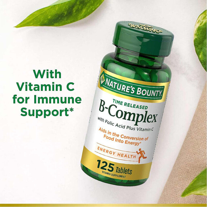 Nature's Bounty B-Complex with Folic Acid Plus Vitamin C Supplement, 125 Tablets
Nature's Bounty B-Complex with Folic Acid Plus Vitamin C Supplement, 125 Tablets