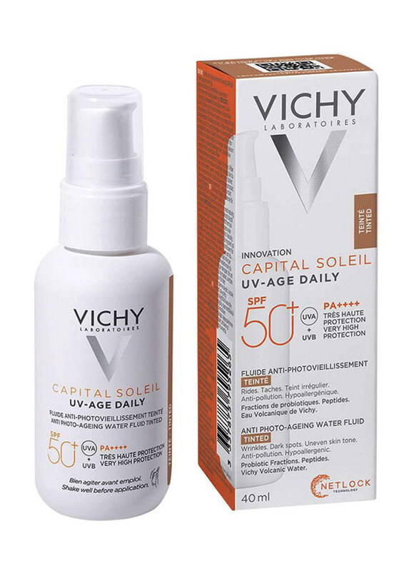Vichy Capital Soliel UV-Age Daily SPF50+ PA++++ Tinted Anti Aging Fluid Sunscreen with Niacinamide, 40ml
Vichy Capital Soliel UV-Age Daily SPF50+ PA++++ Tinted Anti Aging Fluid Sunscreen with Niacinamide, 40ml