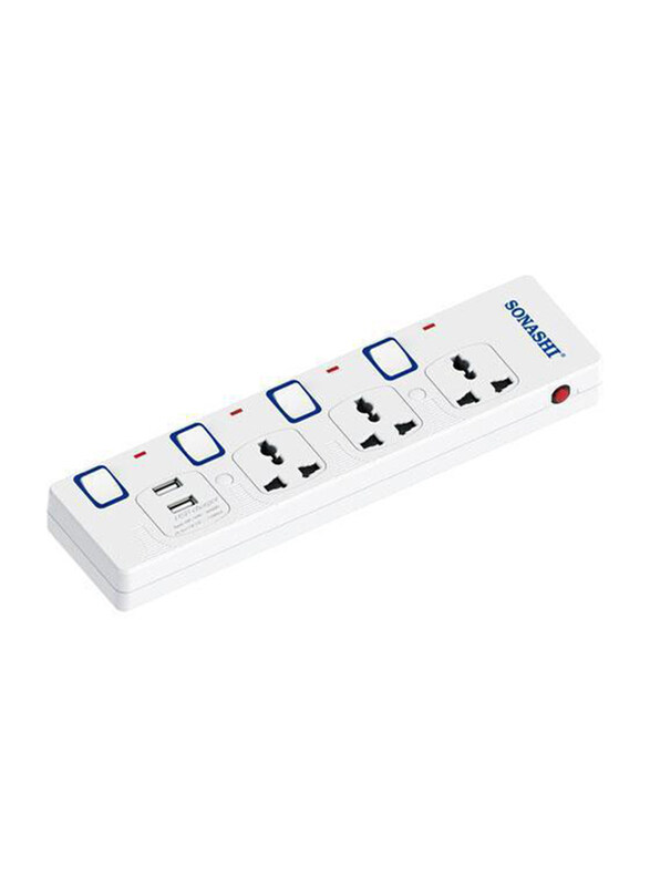 Sonashi 3-Way UK Plug Extension Cord Sockets, 3-Meter Cable, 250V with USB Port, White
Sonashi 3-Way UK Plug Extension Cord Sockets, 3-Meter Cable, 250V with USB Port, White