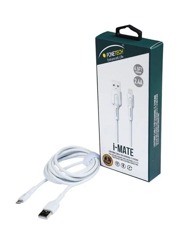 Fonetech 2-Meter i-Mate Charging & Syncing Lightning Cable, USB Type A Male to Lightning for iPhone, White
Fonetech 2-Meter i-Mate Charging & Syncing Lightning Cable, USB Type A Male to Lightning for iPhone, White