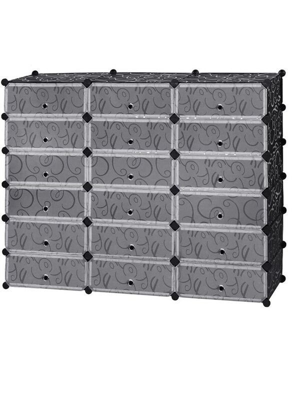 Dubaigallery 18-Cubes Diy Shoes Wardrobe Storage Shoe Tower Rack with Doors, Black/Transparent
Dubaigallery 18-Cubes Diy Shoes Wardrobe Storage Shoe Tower Rack with Doors, Black/Transparent
