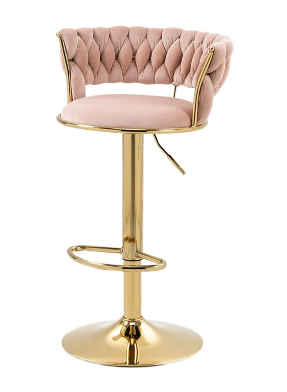 DubaiGallery Adjustable Counter Height Velvet Upholstered Swivel Bar Stool with Woven Back, Pink/Gold
DubaiGallery Adjustable Counter Height Velvet Upholstered Swivel Bar Stool with Woven Back, Pink/Gold