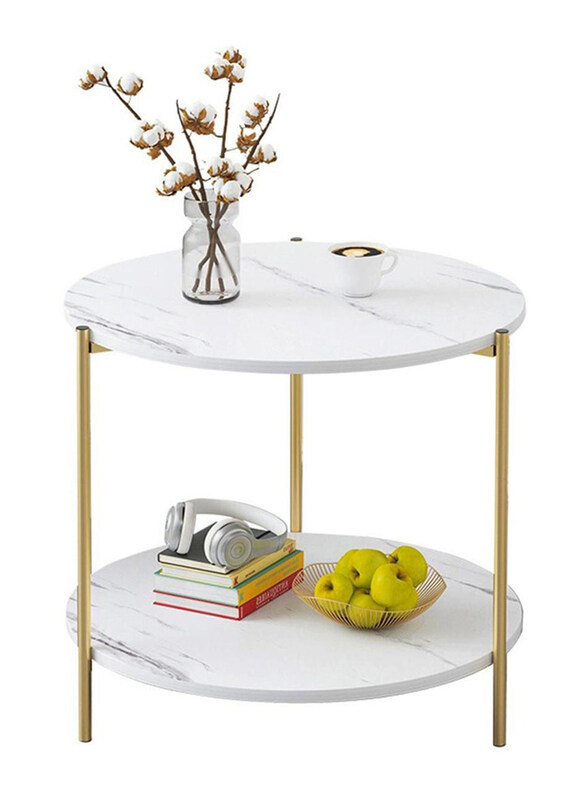 Generic Round End Side Table and Open Front Storage Compartment with Metal Frame, White/Gold
Generic Round End Side Table and Open Front Storage Compartment with Metal Frame, White/Gold