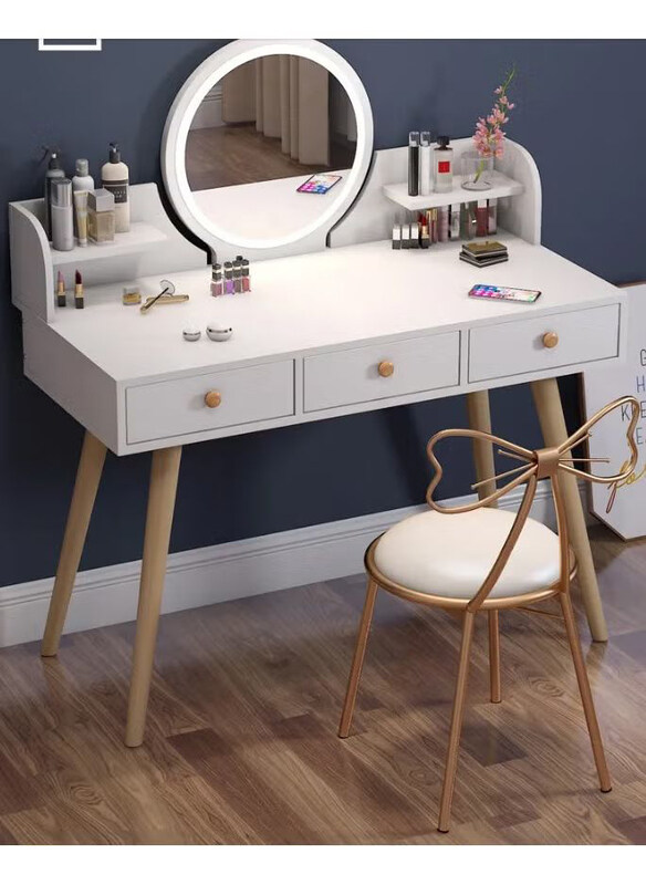 DubaiGallery Makeup Vanity Dressing Table with Touch Screen Dimming Lighted Mirror Vanity Set for Bedroom, White/Beige
DubaiGallery Makeup Vanity Dressing Table with Touch Screen Dimming Lighted Mirror Vanity Set for Bedroom, White/Beige