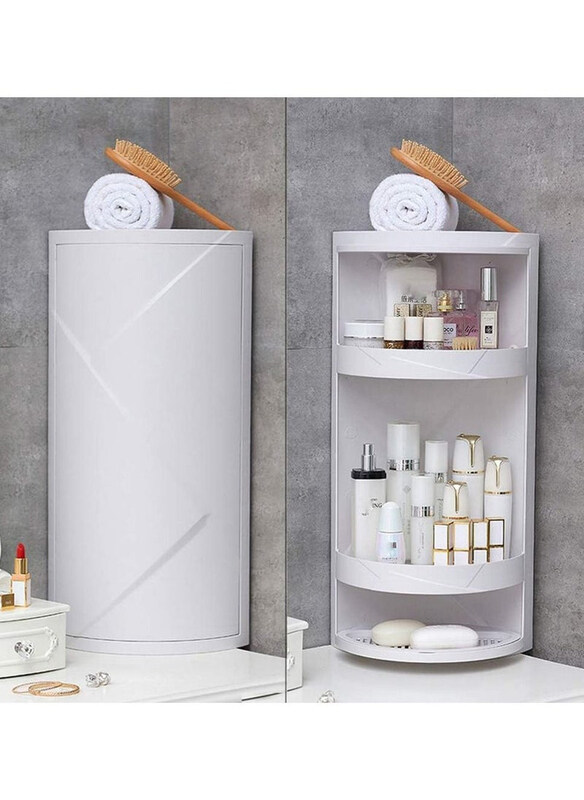 DubaiGallery 360 Rotating 3 Tier Storage Cabinet Corner Shelves with Doors and Towel Holder Rack, White
DubaiGallery 360 Rotating 3 Tier Storage Cabinet Corner Shelves with Doors and Towel Holder Rack, White