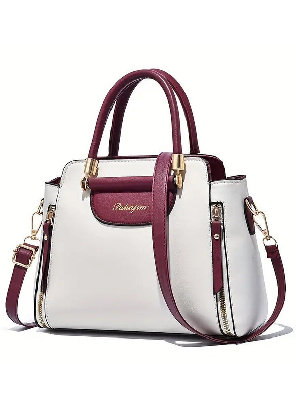 Pahajim Colour Contrast Fashion Satchel Elegant Handbag for Women with Multi Pockets, White/Red
Pahajim Colour Contrast Fashion Satchel Elegant Handbag for Women with Multi Pockets, White/Red