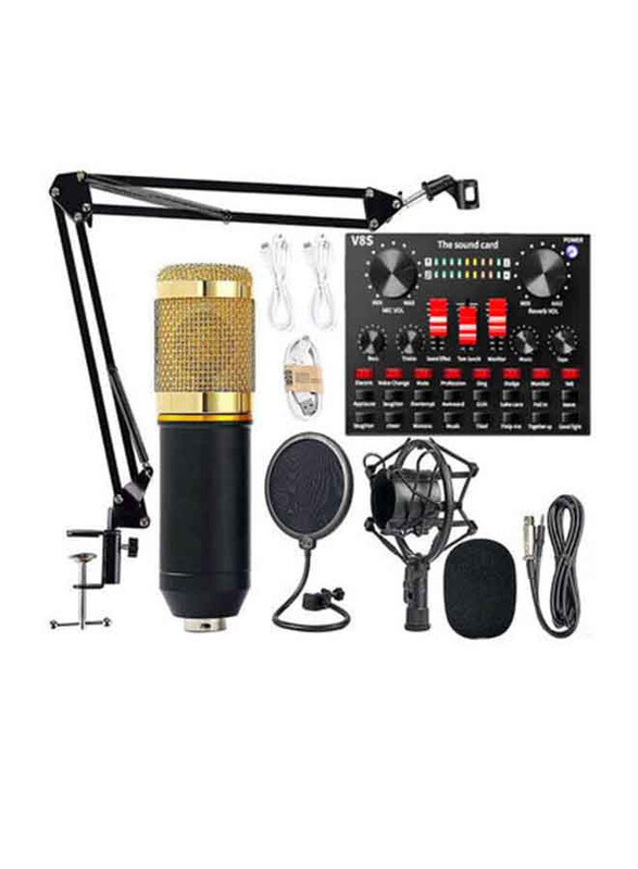 Arabest Professional Condenser Microphone with V8S Live Sound Card and Studio Recording Broadcasting Set, 211193, Black/Gold
Arabest Professional Condenser Microphone with V8S Live Sound Card and Studio Recording Broadcasting Set, 211193, Black/Gold