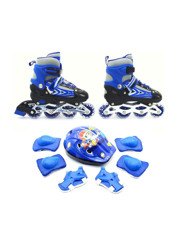 Generic Adjustable Size Breathable Inline Roller Skates with Safety Gear Set, One Size, Blue
Generic Adjustable Size Breathable Inline Roller Skates with Safety Gear Set, One Size, Blue