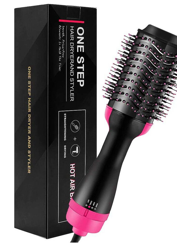 One Step Hot Air Hair Dryer Brush with ION Generator and Ceramic Coating, Black/Pink
One Step Hot Air Hair Dryer Brush with ION Generator and Ceramic Coating, Black/Pink