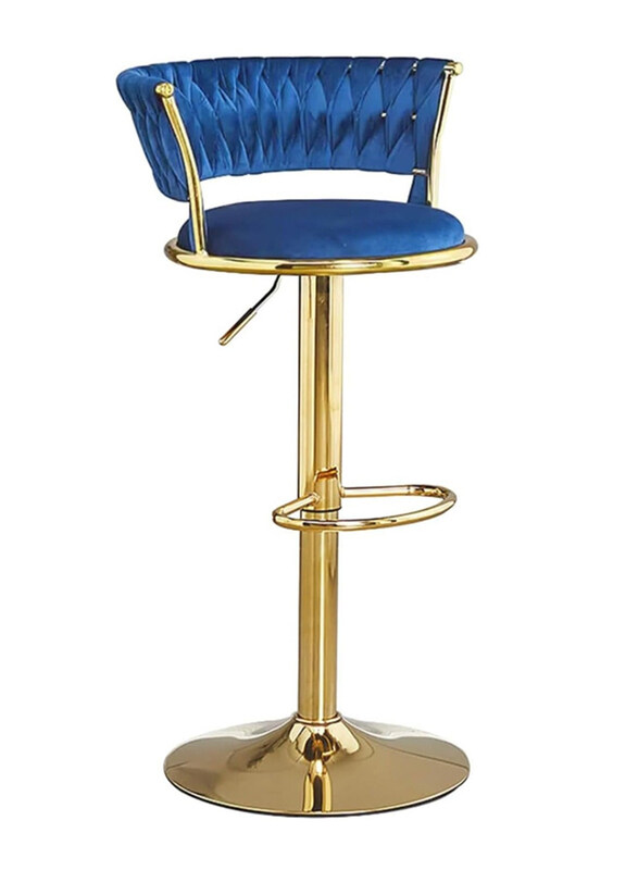 DubaiGallery Adjustable 360° Rotating Velvet Metal High Bar Stool with Backrest, Gold/Blue
DubaiGallery Adjustable 360° Rotating Velvet Metal High Bar Stool with Backrest, Gold/Blue