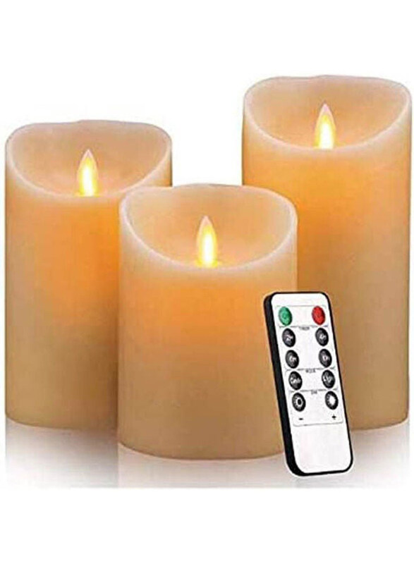 Generic 3-Piece Flameless Pillar Real Wax Flickering Moving Wick Electric LED Candle Sets with Remote Control, Beige
Generic 3-Piece Flameless Pillar Real Wax Flickering Moving Wick Electric LED Candle Sets with Remote Control, Beige
