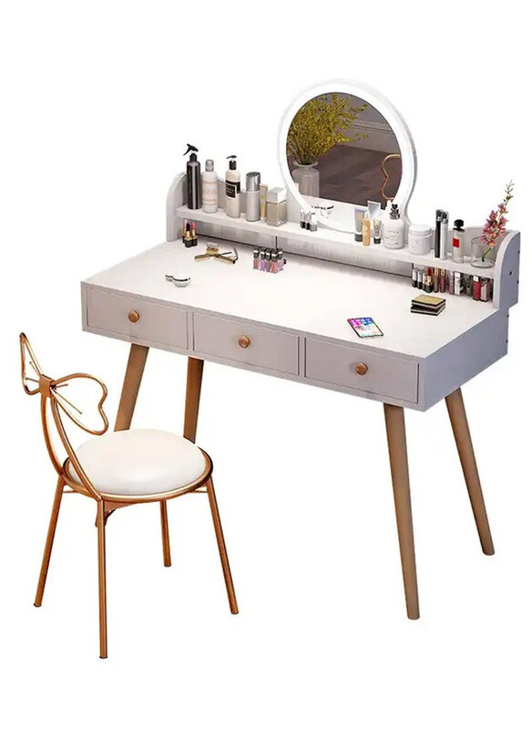 DubaiGallery Bedroom Apartment Storage Cabinet Wooden Dressing Table with Mirror, White/Beige
DubaiGallery Bedroom Apartment Storage Cabinet Wooden Dressing Table with Mirror, White/Beige