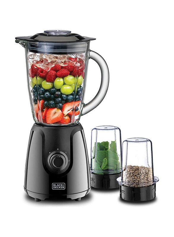 Black+Decker 1.5L Blender, 400W, with Glass Jar and 2 Grinding Mill, BX440G-B5, Black/Clear
Black+Decker 1.5L Blender, 400W, with Glass Jar and 2 Grinding Mill, BX440G-B5, Black/Clear