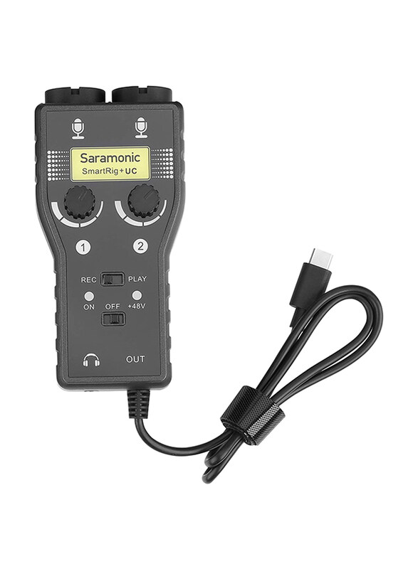 Saramonic SmartRig+UC 2-Channel Audio Interface w/XLR, 1/4" & 1/8" for USB-C Smartphones & Tablets, Black
Saramonic SmartRig+UC 2-Channel Audio Interface w/XLR, 1/4" & 1/8" for USB-C Smartphones & Tablets, Black
