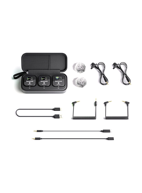 Generic Saramonic 2-Person Wireless Mic System with Premium Lavaliers for Cameras & Mobile Devices with Charging Case & TRS, TRRS, Lightning, USB-C Output Cab
Generic Saramonic 2-Person Wireless Mic System with Premium Lavaliers for Cameras & Mobile Devices with Charging Case & TRS, TRRS, Lightning, USB-C Output Cab
