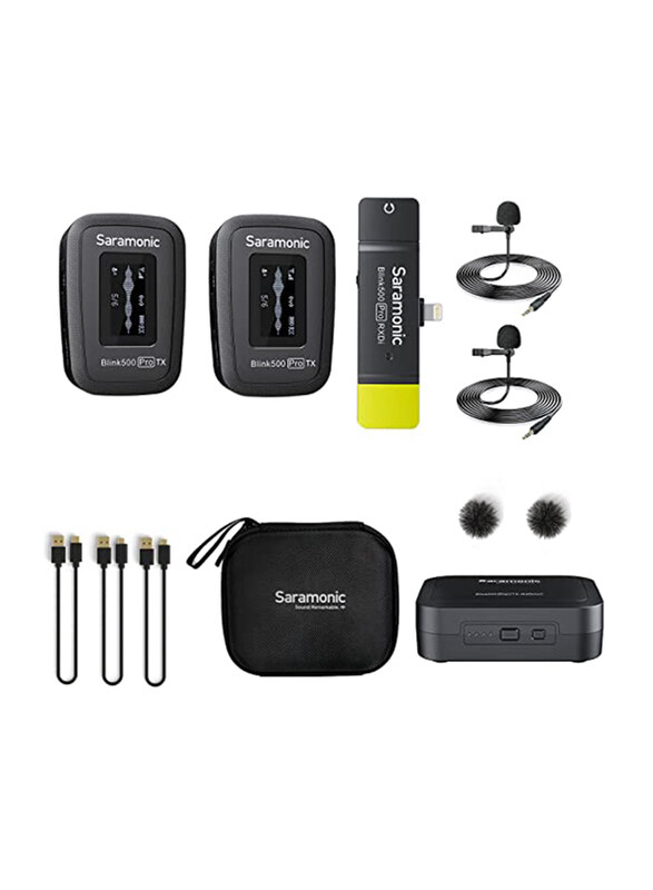 Saramonic Blink 500 Pro B4 2 Person 2.4 GHz Wireless Clip On Microphone System with Lavaliers & Battery Free DualChannel Lightning Receiver for Apple
Saramonic Blink 500 Pro B4 2 Person 2.4 GHz Wireless Clip On Microphone System with Lavaliers & Battery Free DualChannel Lightning Receiver for Apple