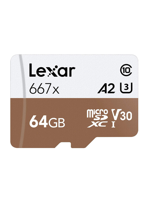 Lexar 64GB Professional 667x UHS-I MicroSDXC Memory Card, LSDMI64GB667A, Black/Brown
Lexar 64GB Professional 667x UHS-I MicroSDXC Memory Card, LSDMI64GB667A, Black/Brown