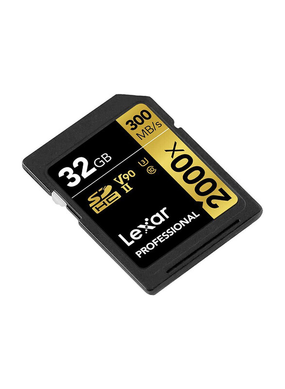 Lexar 32GB Professional UHS-II/V90/U3 2000X SDHC Memory card, 300MB/s, Black/Gold
Lexar 32GB Professional UHS-II/V90/U3 2000X SDHC Memory card, 300MB/s, Black/Gold
