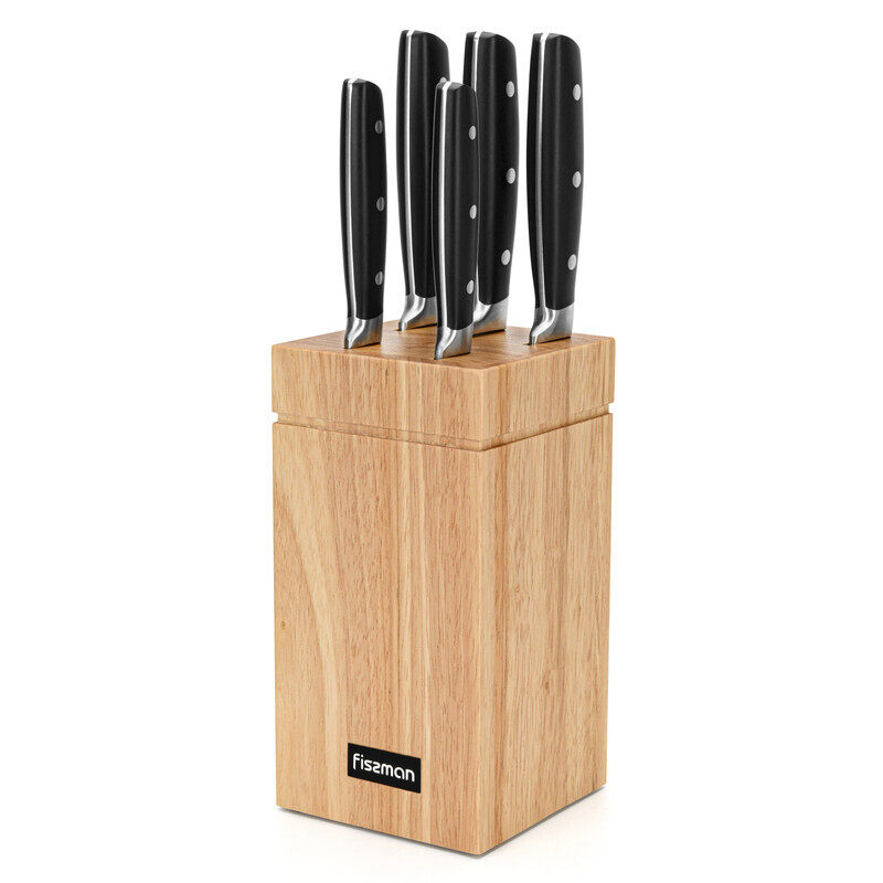 Fissman 6-Piece Hagen 3Cr14 Stainless Steel Knife Set with Wooden Block, Brown/Black
Fissman 6-Piece Hagen 3Cr14 Stainless Steel Knife Set with Wooden Block, Brown/Black